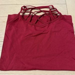 Seamless Strappy Caged Front Stretch Cami Tank Top - Magenta